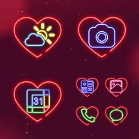 Wow Valentine Neon Icon Pack